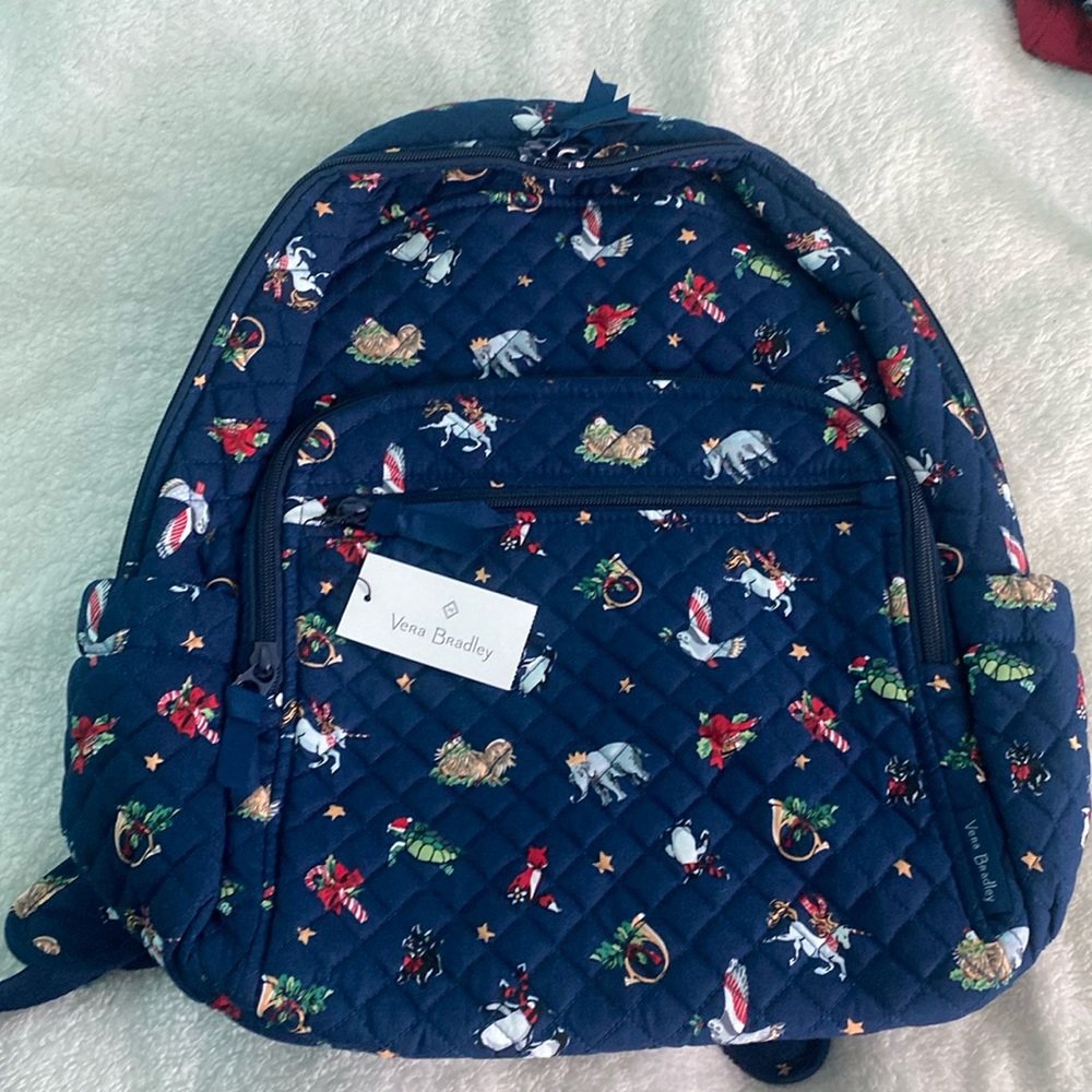 🆕❄️Vera Bradley Campus Backpack, Holiday “ Snow Globe Motifs”